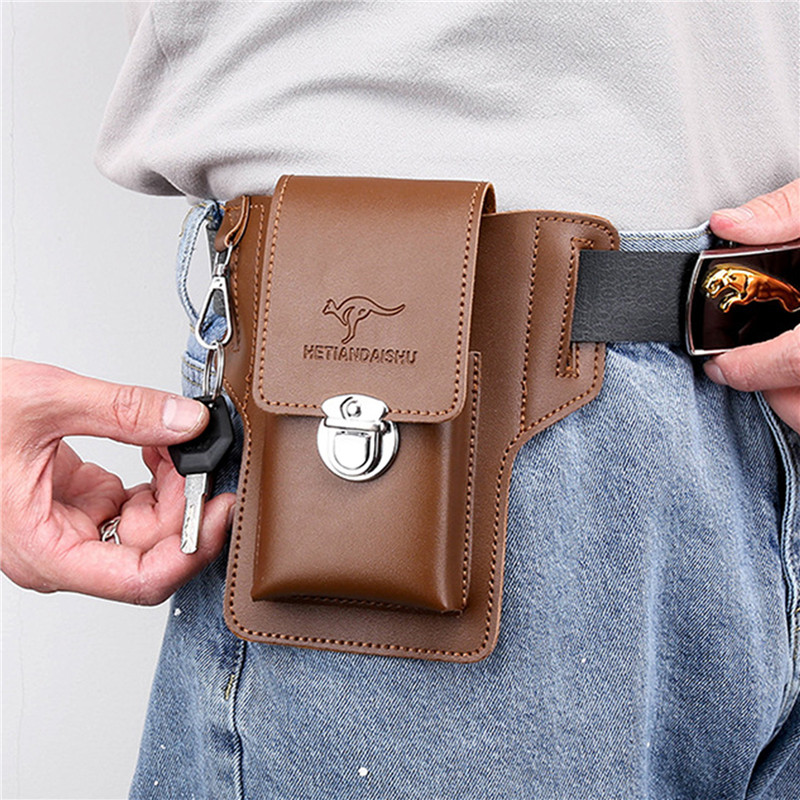 Leather Wallet Men - Мужская сумка на ремне для телефона,