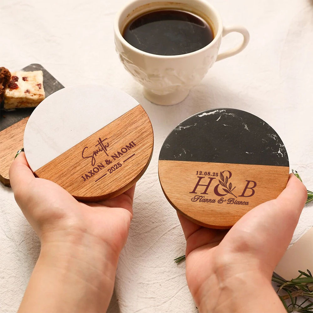 Marble Coaster Set - Персонализированный набор мраморных подставок, подарок для
