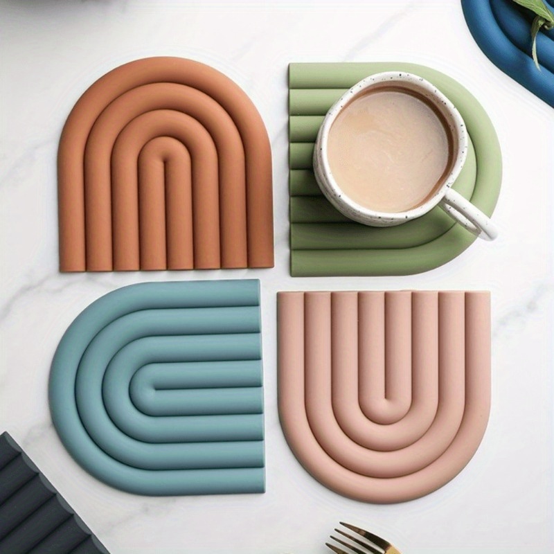 Marble Coaster Set - Силиконовая подставка Morandi Rainbow - толстая,