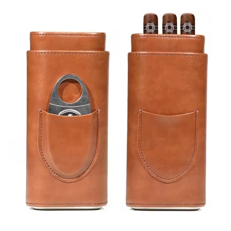 Кожаный чехол для сигар на 3-х – обзор и цена Premium Cigar Case